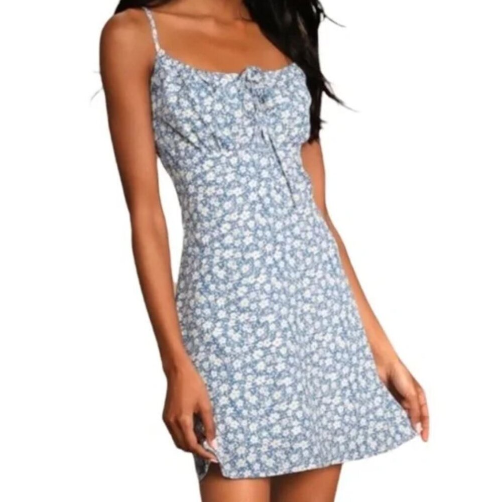 Reformation	| Tencel "Abbott" Mini Dress in Remi Blue Floral | Size 6